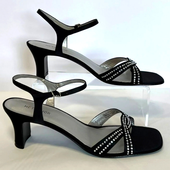 Metaphor Kirsten Black Rhinestone Strappy 8.5 Block Heels - Picture 3 of 3